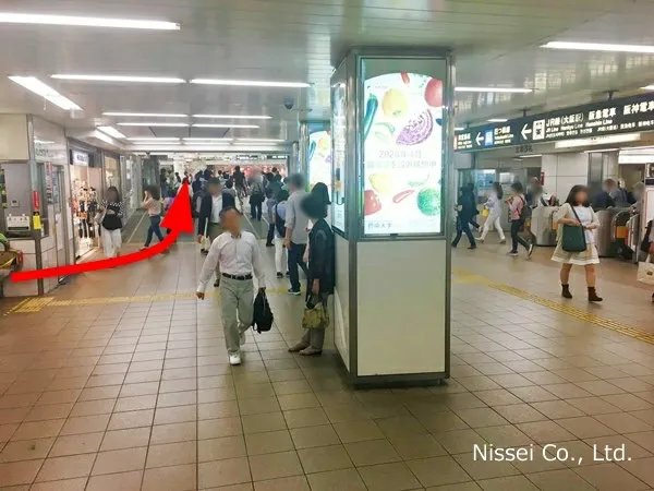 Osaka Metro谷町線 東梅田駅～梅田大丸従業員通用口（従業員入口）までの経路画像1［日星株式会社］