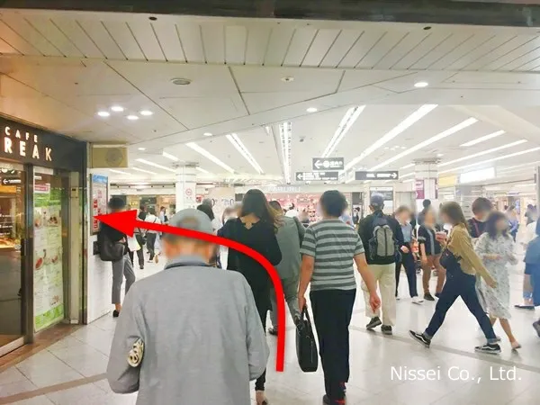 Osaka Metro谷町線 東梅田駅～梅田大丸従業員通用口（従業員入口）までの経路画像2［日星株式会社］