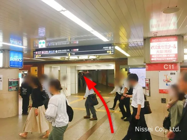 Osaka Metro御堂筋線 難波駅～大阪タカシマヤ従業員通用口（従業員入口）までの経路画像2［日星株式会社］